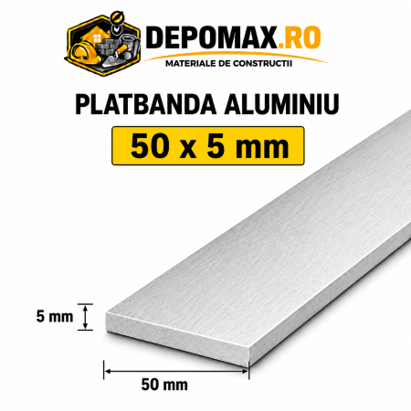 Platbanda aluminiu 50 x 5 mm, 6 metri (EN-AW 6060)